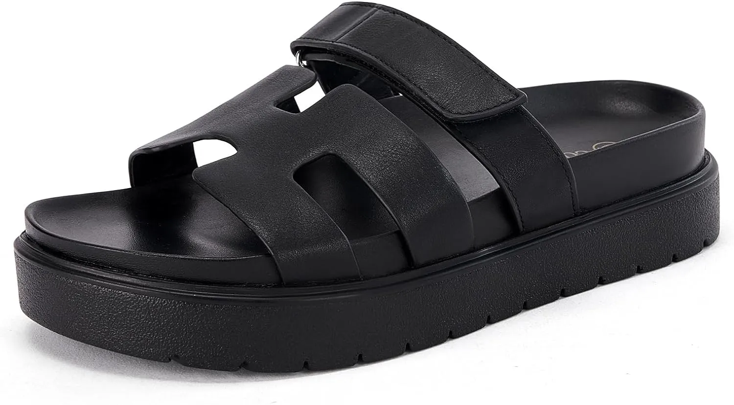 Women's Platform Slide Sandals Slip on Thick Sole Open Toe Non Slip Velcro Summer Flats Shoes