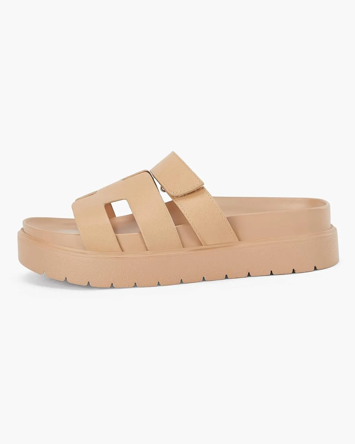 Women's Platform Slide Sandals Slip on Thick Sole Open Toe Non Slip Velcro Summer Flats Shoes