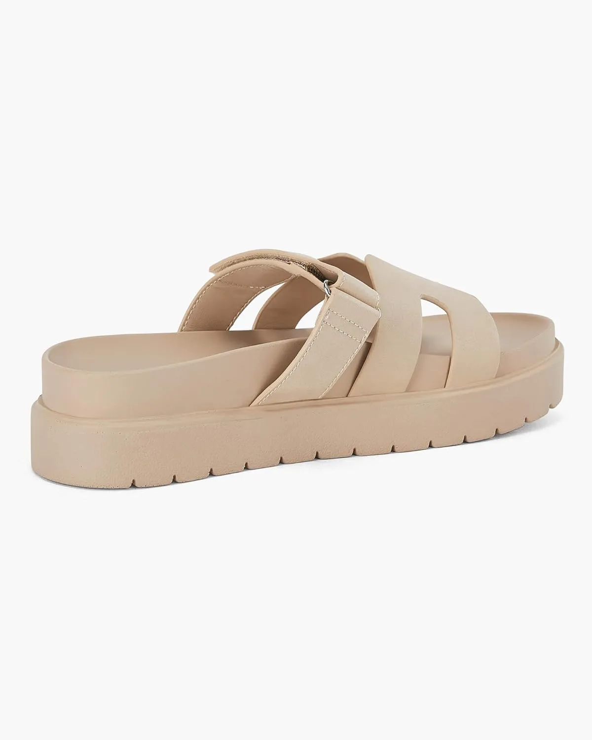 Women's Platform Slide Sandals Slip on Thick Sole Open Toe Non Slip Velcro Summer Flats Shoes