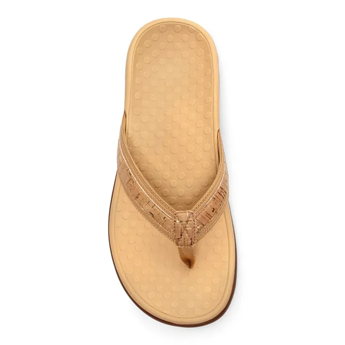 Womens Vionic Tide II Toe Post Sandal Gold Cork