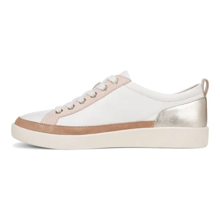 Womens Vionic Winny Lace Up Sneaker in White/Gold