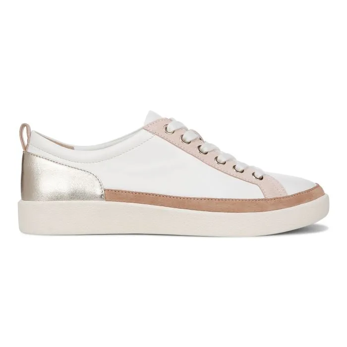 Womens Vionic Winny Lace Up Sneaker in White/Gold