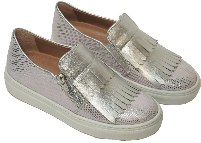 Zubii Metallic Pink DIsco Silver Fringe Slip On Sneaker ZU710